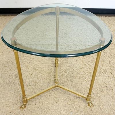 1099	LABARGE STYLE BRASS & GLASS STAND, APPROXIMATELY 24 IN X 24 IN HIGH
