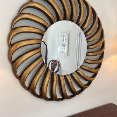 Gold Curved Design Wall Mirror 40" W x 40" H x 2.5" D