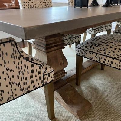 Restoration Hardware Salvaged Wood & Concrete Top Trestle Dining Table