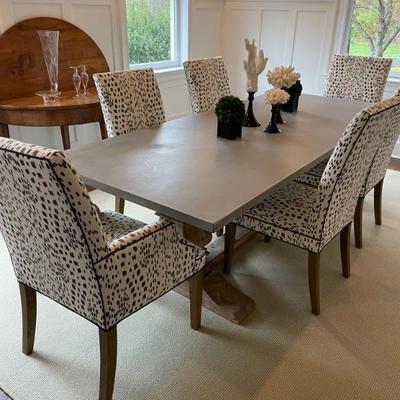Restoration Hardware Salvaged Wood & Concrete Top Trestle Dining Table