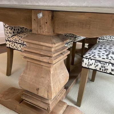 Restoration Hardware Salvaged Wood & Concrete Top Trestle Dining Table