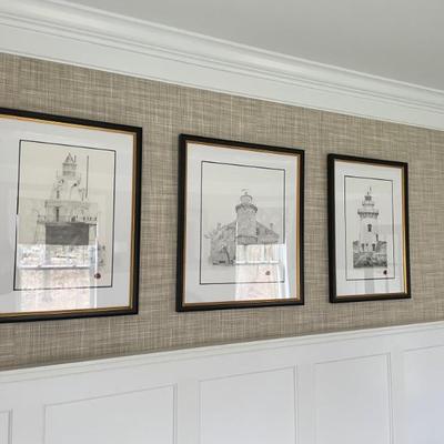 Series of three Connecticut Lighthouses, matted and framed