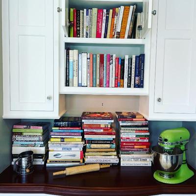 Assorted hardcover cookbooks