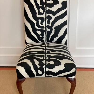 Louis XV Style Desk Chair with Zebra Upholstery 