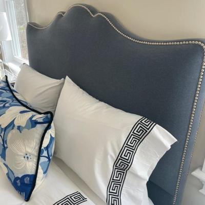 Nail Button Notched Upholstered Panel Queen Bed