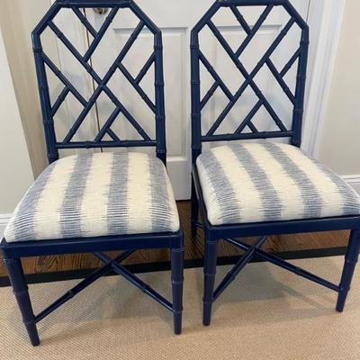 Villa & House Jardin Chippendale Side Chairs in Navy