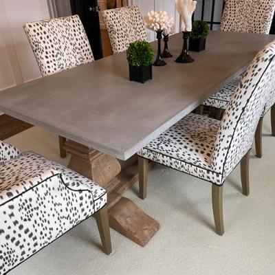 Restoration Hardware Salvaged Wood & Concrete Top Trestle Dining Table