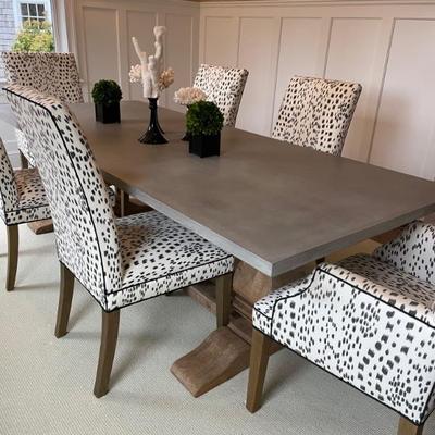 Restoration Hardware Salvaged Wood & Concrete Top Trestle Dining Table