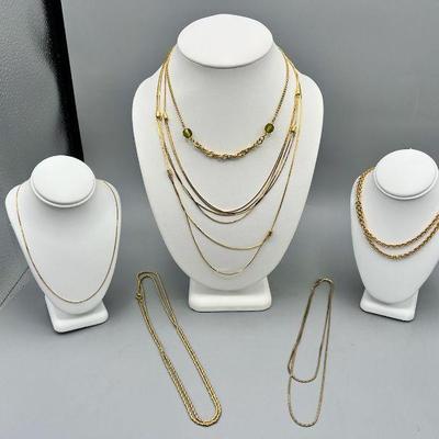(8) Gold Colored Necklaces
