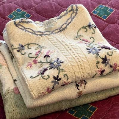 (3) Floral Embroidered Sweaters
