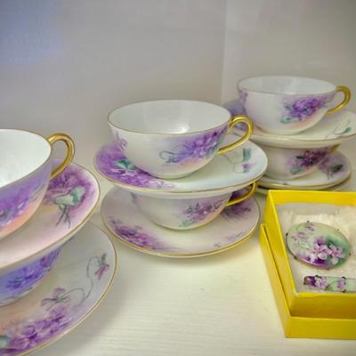 Antique Limoges set - purple violets
