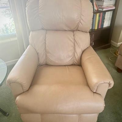 First of 2 tan leather La Z Boy recliners 