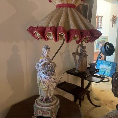 ITALIAN CERAMIC LAMPS 1800'S PRICED TO SELL JUST $275.00 FOR THE PAIR!