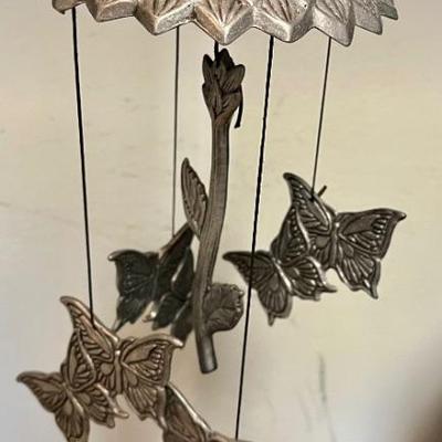 Pewter butterfly wind chimes