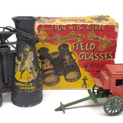 Hopalong Cassidy Field Glasses & Stagecoach Toy