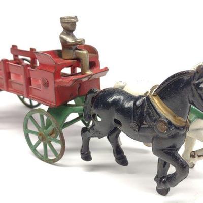 1930s Kenton Horse Drawn Stake Wagon w/ Driver