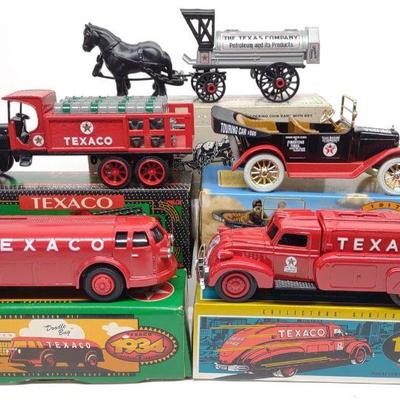 (5) 1990s Texaco Die-cast Metal Coin Banks w/ Box