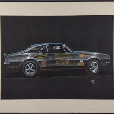 1968 Charcoal Drawing of Bill Grumpy Jenkins Car