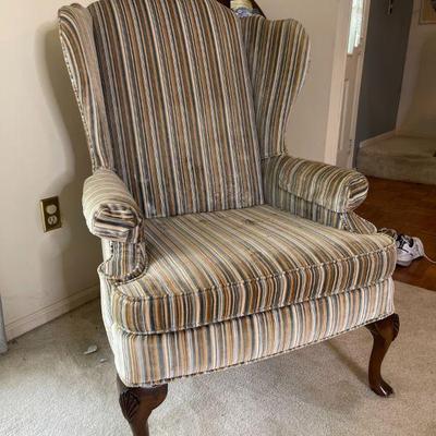 BEAUTIFUL Striped FLEXSTEEL Traditional Queen Ann Arm Chair