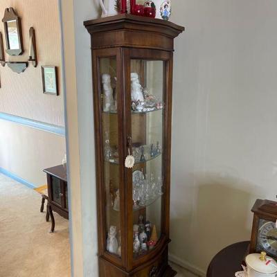 Lighted Wood and Glass Curio Cabinet ~ WORKING CONDITION