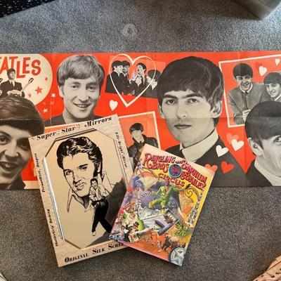 Vintage Beatles Poster, Elvis Mirror and Ringling Brothers Circus Magazine 
