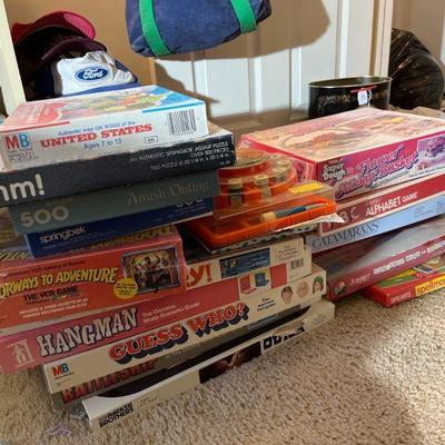vintage games and puzzles, oil paint