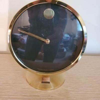Nathan George Horwitt Museum Bronze Toned Desk Clock (needs battery) - 1970s