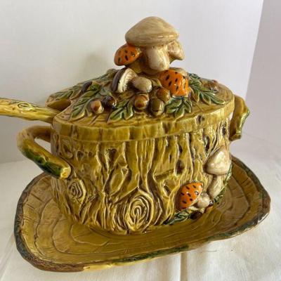 SPECTACULAR Vintage Lefton Mushroom Forest Soup Tureen JAPAN 1970 