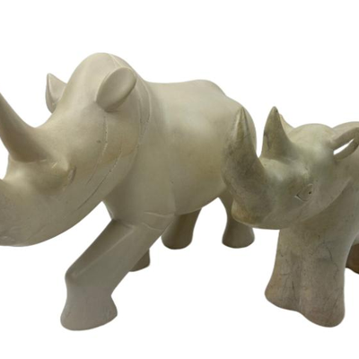 Two Large Soapstone Rhinos - Adult 13