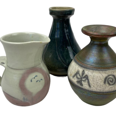 Signed Pottery - Laura Vase, Jeremy Diller Vase, Painted Pitcher