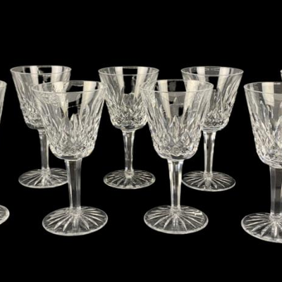 8 WATERFORD LISMORE 6 Oz Claret Wine Glasses