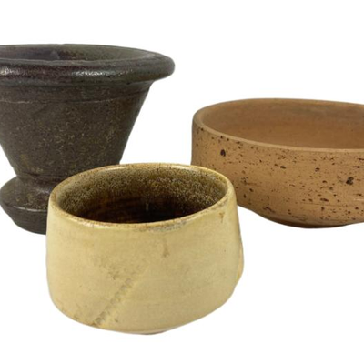 Studio Stoneware - Mortar, Textured Bowl, and Inspirational Footed Planter