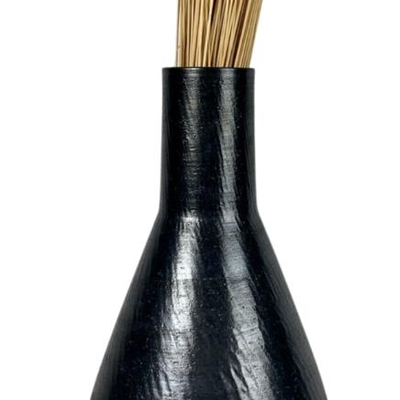Jonathan Adler Slate Black Pot Au Porter Floor Vase with Wood Sticks