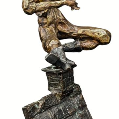 W. N. Cardozo Signed Bronze Fiddler on the Roof Cantilevered Sculpture- 1972