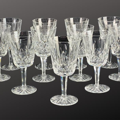 11 WATERFORD LISMORE Crystal Water Goblets 8 oz