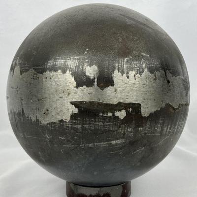 Industrial Forged Metal Sphere on Stand