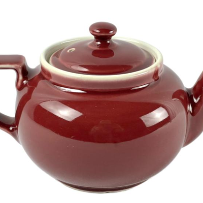 Vintage Art Deco Burgundy Ceramic Teapot by Hall