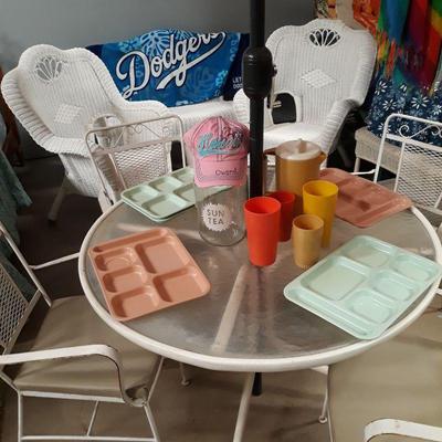 Table, Chairs, Umbrella  