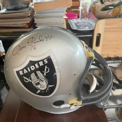 Raiders helmet signed by Jim Plunkett