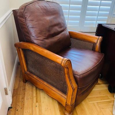 Leather Recliner with Cane Sides