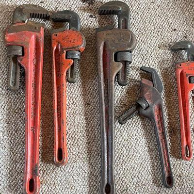 assortment of pipe wrenches