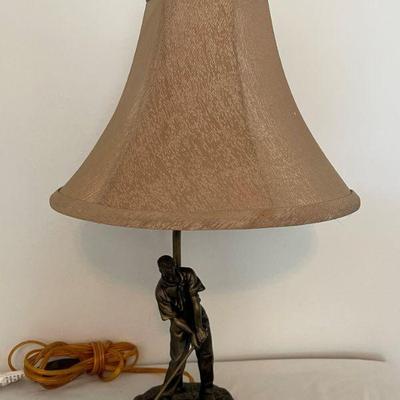 table lamp w/shade and golf player base