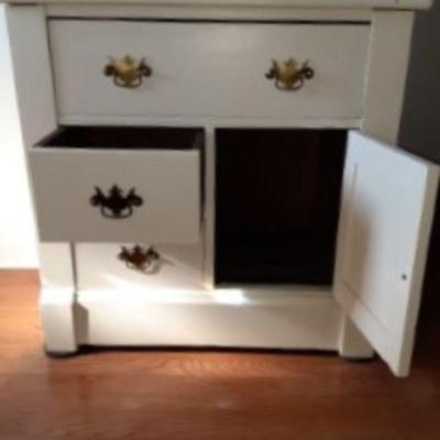 antique commode  with 3 drawers on side cabinet