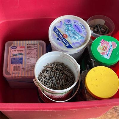 tub of screws and nails