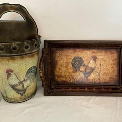rooster tray and wall planter