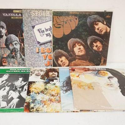 1044	LOT OF 7 VINYL ALBUMS INCLUDWS THE BEATLES, RUBBER SOUL, VANILLA FUDGE, RENAISSANCE, SPOOKY TOOTH, YOU BROKE MY HEART SO I BUSTED...