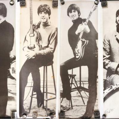 1054	THE BEATLES 1964 LIFE SIZE POSTERS IN ORIGINAL MAILERS, POSTERS SHOW AVERAGE WEAR. SIGNS OF WEAR SUCH AS TEAR, CREASE DISCOLORATION,...