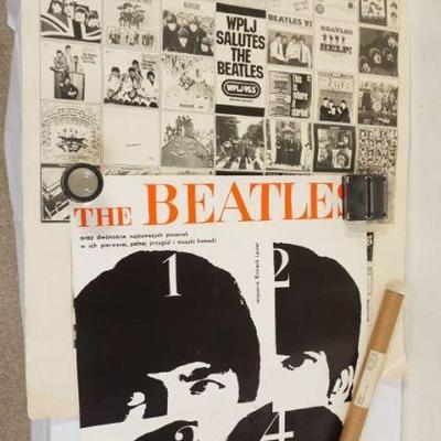 1061B	LOT OF 3 BEATLES POSTERS APPROXIMATELY 34 IN X 24 IN, 40 1/4IN X 30 1/4IN ONE IS A CANVAS PRINT APPROXIMATELY 17 IN X 14 IN, ALL...
