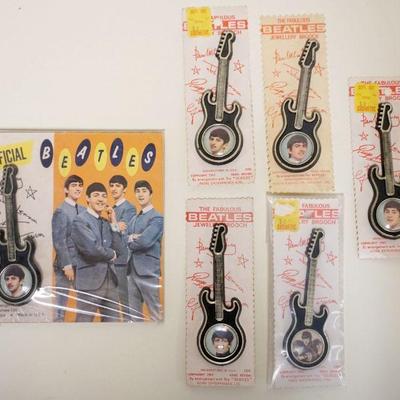 1002	THE BEATLES 1964 JEWELRY GUITAR BROOCHES, APPROXIMATELY 4 1/4 IN LONG

