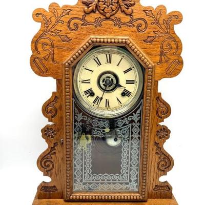 Ansonia oak gingerbread clock